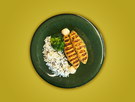 Κεμπάπ κοτόπουλο με ρύζι basmati και μπρόκολο