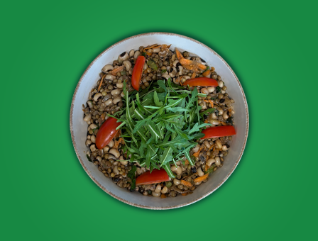 Φακές με μαυρομάτικα και καραμελωμένα κρεμμύδια XL