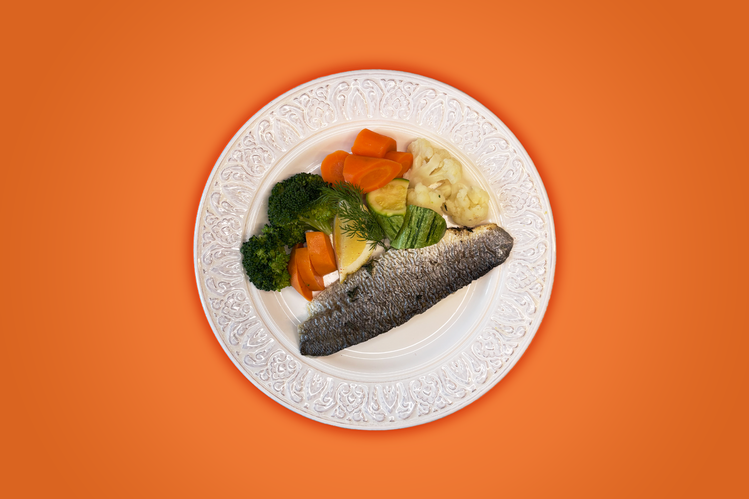 Φιλέτο λαβράκι με λαχανικά ατμού