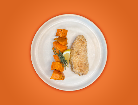 Σνίτσελ με ψητές γλυκοπατάτες